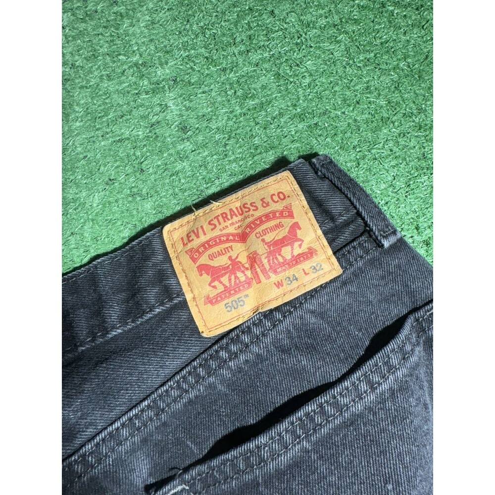 Levi's 505 Jeans Men's 34X32 Black Denim Straight Regular Fit (33x30 Actual) - Picture 6 of 9